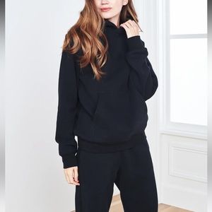 Quince Organic Heavyweight Boyfriend Hoodie Jogger Sweatsuit Set Black SMALL